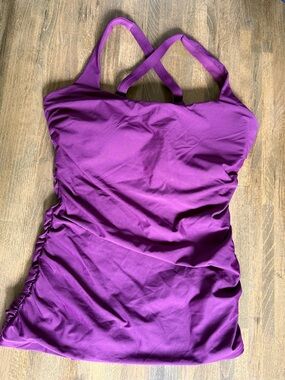 Athleta Purple Ruched Tankini Top